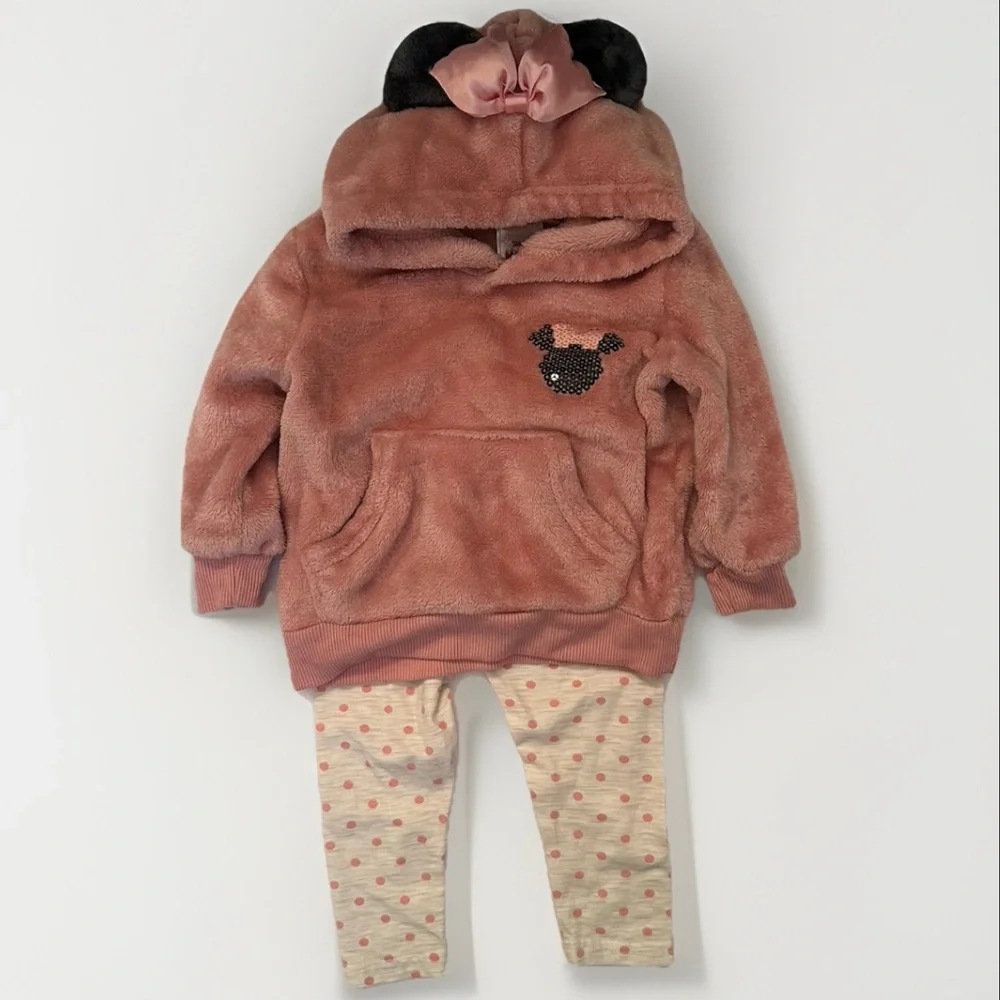 Minnie Mouse Character Toddler/Baby Girl Fleece Hoodie &‎ Pants Set Sequin 18M